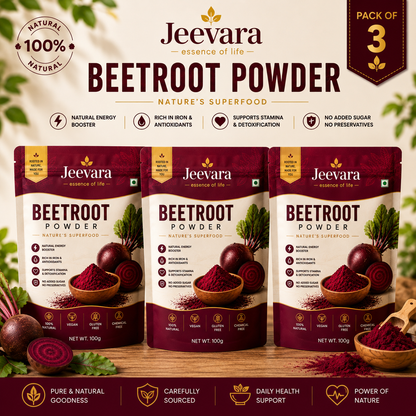 Jeevara Beetroot Powder 100g | 100% Natural Beetroot Powder | Pack of 2 & Pack of 3