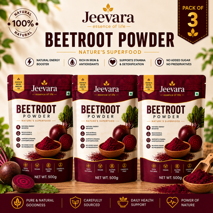 Jeevara Beetroot Powder 500g | Finely Ground Beetroot | Pack of 2 / Pack of 3